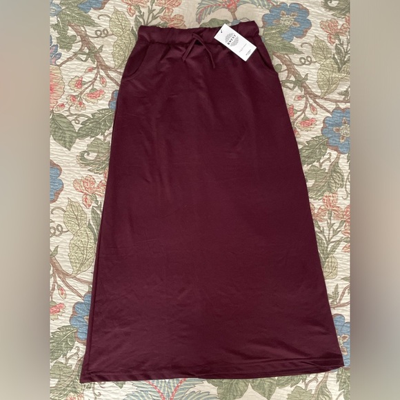 (3 for $24❣️) Plum Long Tie Waist Skirt w Pockets (NWT) - Picture 4 of 11